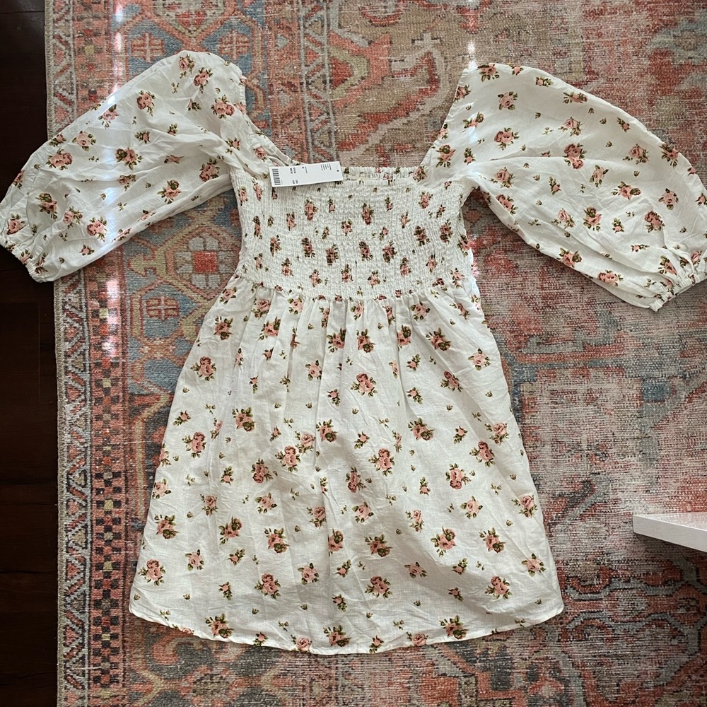 NWT UO Smocked Puff Sleeve Mini Dress